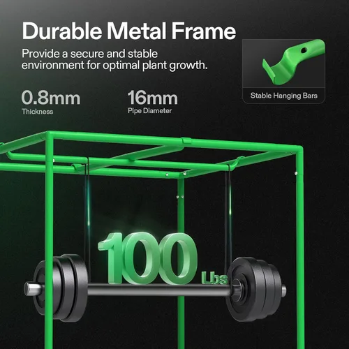 Miniatura 5 de VIVOSUN - Tienda de cultivo S326 de mylar superreflectante, ventana de observación, base con bandeja, 36 in x 20 in x 63 in para cultivo hidropónico