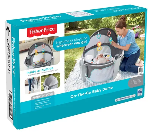 Miniatura 19 de Fisher-Price Moisés Portátil On-The-Go Baby Dome, Espacio de Juego de Viaje con Juguetes de Desarrollo para Recién Nacidos y Toldo, Windmill