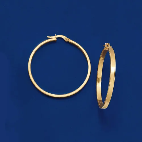 Miniatura 3 de Ross-Simons Pendientes de aro italianos de oro amarillo de 14 quilates con borde cuadrado, Oro, no conocido