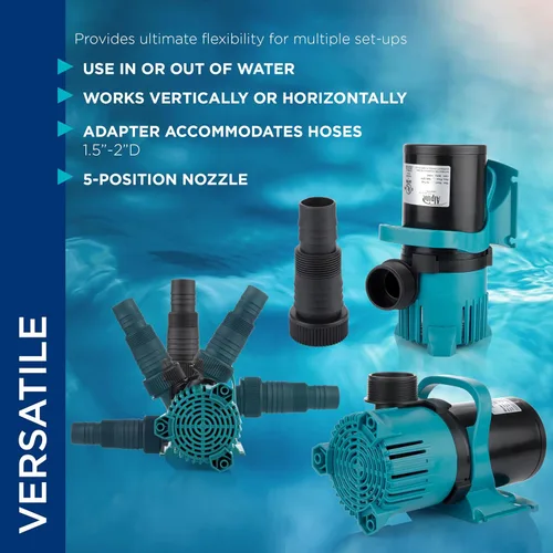 Miniatura 5 de Alpine Corporation Bomba de agua sumergible Vortex de 5600 GPH con cable de 20 pies para estanques, fuentes y circulaciones de agua, funcionamiento