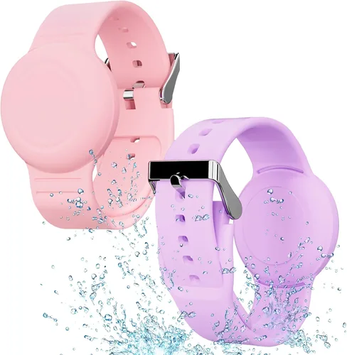 Miniatura 9 de Pulsera impermeable compatible con funda Airtag para niños (paquete de 2), pulsera de silicona suave oculta, rastreador GPS ligero compatible