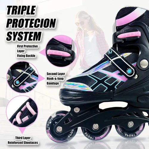 Miniatura 5 de Patines en línea ajustables para niños y niñas de 4 a 16 años, todas las 8 ruedas de los patines en línea se iluminan, patines en línea para niños