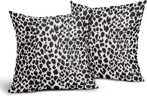 Miniatura 23 de Juego de 2 fundas de almohada de 16 x 16 pulgadas con estampado de leopardo, diseño de leopardo, con cremallera, decoración del hogar para sofá
