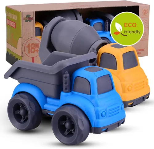 Miniatura 8 de Aigitoy Juguetes de automóvil para niños de 1 a 3 años, sin BPA, sin ftalatos, PVC, camión volquete, cemento mezclador, regalos de Pascua y Navidad