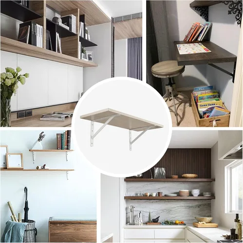 Miniatura 5 de HOME MASTER HARDWARE Soportes de estante resistentes de 12 x 8 pulgadas, capacidad de carga: 600 libras, paquete de 10 soportes L de metal blanco