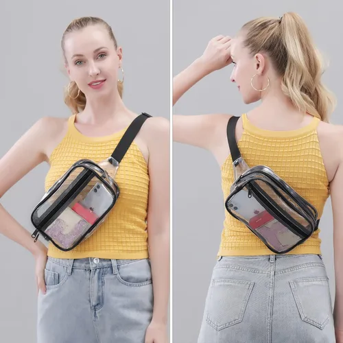 Miniatura 7 de Clearworld Riñonera transparente para mujeres y hombres, paquete de cintura aprobado por estadio con correa ajustable, bolsa de cinturón de moda