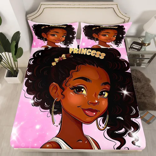 Miniatura 27 de Erosebridal Sábanas de cama de sirena azul para niñas, bonita sábana bajera ajustable de unicornio, 2 piezas, ropa de cama de arcoíris femenino