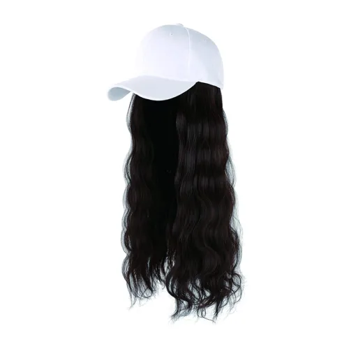 Miniatura 10 de Onepiece - Gorra de béisbol con extensión de cabello, 21 pulgadas, cabello ondulado largo, peluca sintética con pelo para mujeres y niñas Rizos