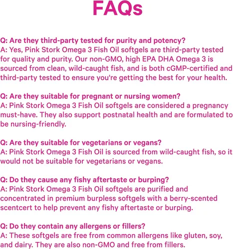 Miniatura 8 de Pink Stork Suplementos de aceite de pescado Omega 3 para mujeres con DHA y EPA - Suplemento omega-3 sin eructos de alta potencia para la salud