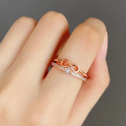 Miniatura 77 de Narica Anillo de 21 piedras chapadas en plata, apilables, corte redondo, zafiro azul, circonita cúbica, relleno de circonita cúbica, halo