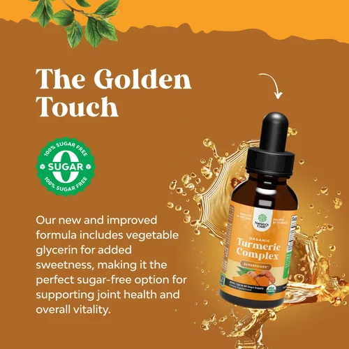 Miniatura 4 de Gotas líquidas de cúrcuma orgánica para adultos, curcumina de cúrcuma con pimienta negra, canela y extracto de jengibre líquido para dolor