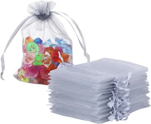 Miniatura 21 de 100 bolsas de organza con cordón de regalo para joyas, galletas, malla de tela transparente de 5 x 7 pulgadas, bolsa reciclable duradera para baby