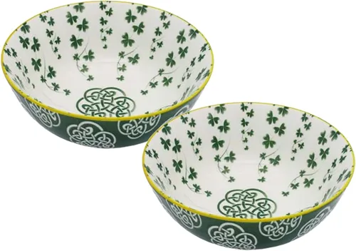 Miniatura 2 de Royal Tara Irish Celtic Bowl Bone China - Juego de cuencos de cerámica coloridos de 5.5 in con trébol/cruz celta (2 cuencos celtas mixtas)