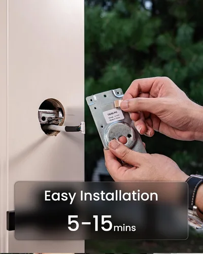 Miniatura 8 de DESLOC A100F - Cerradura de teclado con huella digital para puerta de entrada, cerradura inteligente sin llave, cerrojo para puerta delantera, fácil
