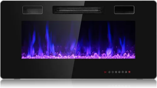 MAT EXPERT Chimenea eléctrica empotrable de 36 pulgadas, calentador eléctrico de montaje en pared y pared, chimenea eléctrica de 750 W/1500 W con