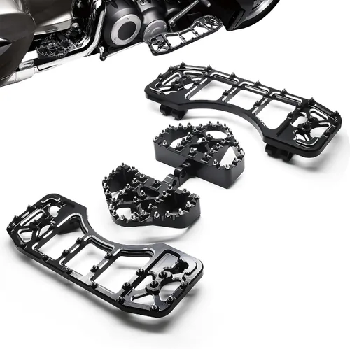 Miniatura 8 de MZS Plataformas de motocicleta para pasajero y conductor, estribos anchos, pedales estirados, color negro, compatibles con Dyna FLD/Electra Road