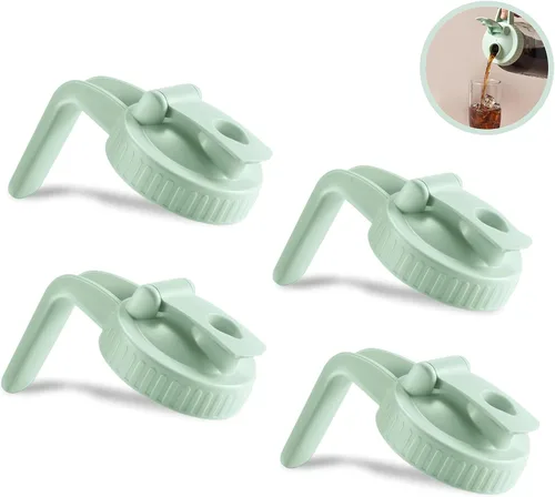 Miniatura 19 de Paquete de 2 tapas para frascos Mason de boca ancha en forma de V con asa, tapa con pico vertedor para frasco Mason con tapa abatible extendida, Rosa