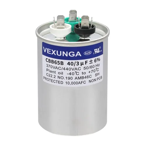 Miniatura 35 de VEXUNGA - 25/5 uF 25+5 MFD 370V o 440V Condensadores redondos de arranque dual 25 5 uF 370 440 Volt VAC CBB65 Condensadores para acondicionador