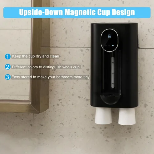 Miniatura 4 de Dispensador automático de enjuague bucal para baño, dispensador de enjuague bucal montado en la pared de 18.3 fl oz, recipiente recargable