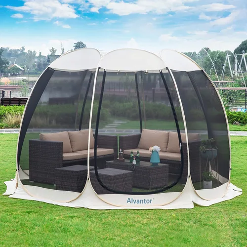Miniatura 12 de Alvantor Tienda de campaña desplegable para casa, cenador instantáneo al aire libre con mosquitera y protección solar UPF 50+, refugio portátil