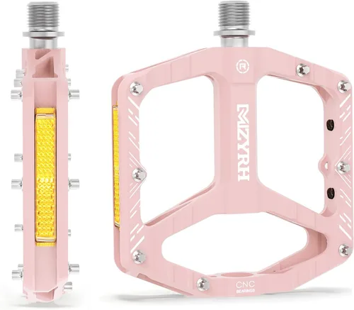 Miniatura 14 de MZYRH Pedales de bicicleta de montaña, pedales MTB, 9/16 pulgadas, antideslizantes, ligeros, de aleación de aluminio, pedales de bicicleta