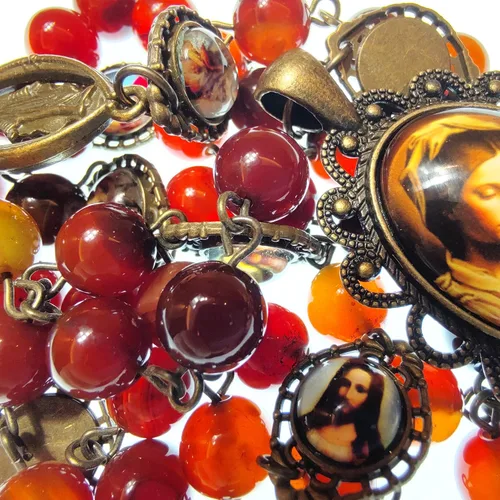 Miniatura 3 de GeekTenet Seven Sorrows Rosary Beads Chaplet Dark brown Natural agate Rosery Catholic gifts