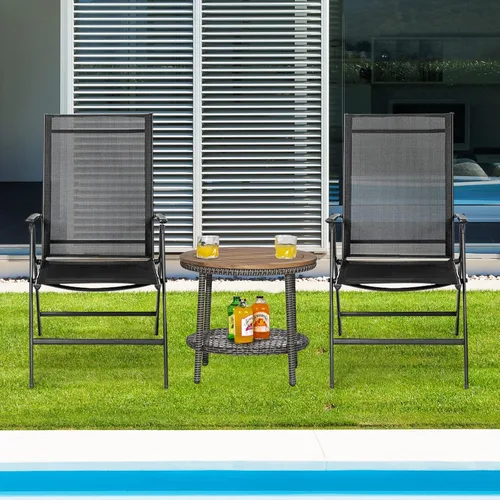 Miniatura 2 de Tangkula Juego de 2 sillas de comedor plegables para patio, sillas de camping portátiles al aire libre con reposabrazos respaldo alto, sillas