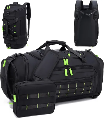 Bolsa de gimnasio para hombres y mujeres, bolsa de viaje deportiva de 46 litros con compartimento para zapatos, bolsa de transporte expandible para