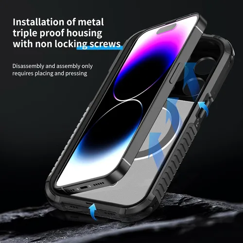 Miniatura 2 de FW - Funda de metal para iPhone 15 Pro, compatible con MagSafe, funda para iPhone 15 Pro, marco de metal de aluminio, cuerpo completo, resistente