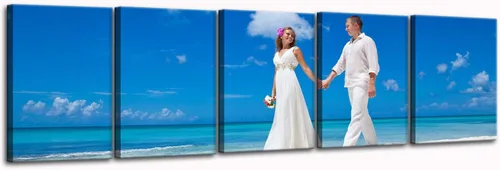 Miniatura 17 de ZHIYYHAO Impresiones en lienzo personalizadas con tus fotos, juego de 2 fotos enmarcadas de 16 x 24 pulgadas, retrato familiar personalizado para 2