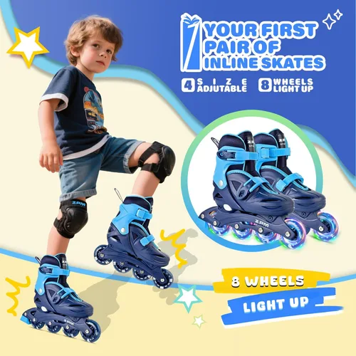 Miniatura 2 de 2PM SPORTS Patines en línea para niños y niñas de 4 a 8, 6 a 12 años, con ruedas iluminadas, cuchillas ajustables para niños y jóvenes principiantes
