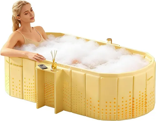 Miniatura 10 de jessie Bañera portátil de 59 pulgadas, bañera de hielo plegable para adultos, baño caliente para remojar en frío, bañera independiente para Azul