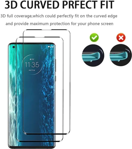 Miniatura 3 de Protector de pantalla curvado 3D para Moto Edge (2020), [2 unidades] de vidrio templado de cobertura completa para Motorola Edge 2020 (6.7 pulgadas)