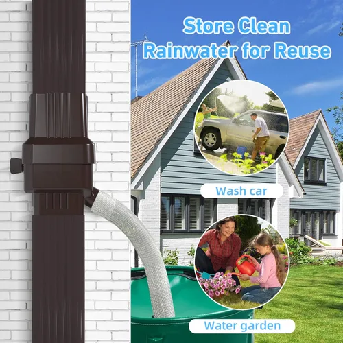 Miniatura 3 de Sistema de Recogida de Agua de Lluvia, para desviador de bajante de 5 cm x 7,6 cm con capacidad de recolección ajustable, kit de desviador