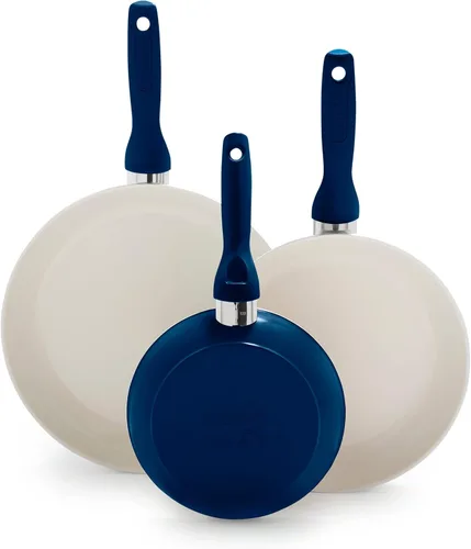 Miniatura 14 de GreenPan Rio Anodizado Duro Cerámico Saludable Antiadherente, Juego de 3 Sartenes de 7", 9.5" y 11 pulgadas, Mango de Agarre Suave, Sin PFAS, Apto