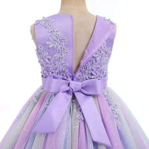 Miniatura 5 de Vestido de encaje para niña de las flores para niños, boda, dama de honor, fiesta, vestido largo formal, vestido de princesa de comunión, vestidos