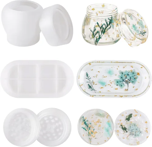 Miniatura 8 de 4 moldes de silicona para resina epoxi DIY, moldes de resina grandes, incluyendo molde de bandeja rodante, soporte para juntas de cenicero y molde