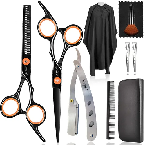 Miniatura 9 de Kit de tijeras para cortar y degrafilar el cabello, kit profesional de tijeras para mezclar cabello Fcysy, tijeras de peluquero para corte