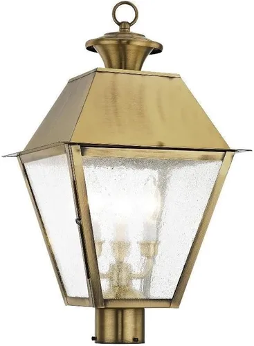 Miniatura 12 de Livex Lighting 2169-04 Mansfield - Cabezal de poste para exteriores con 3 luces, color negro