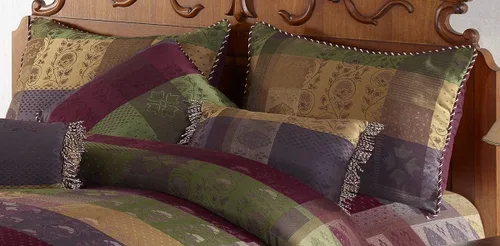Miniatura 3 de Chezmoi Collection Juego de edredón de retazos jacquard Gitano multicolor de 7 piezas, ropa de cama tamaño King