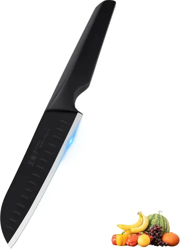 Cuchillo de chef de 7 pulgadas, cuchillo Santoku afilado para todos los alimentos, utensilios de cocina con caja de regalo de alta gama, regalo