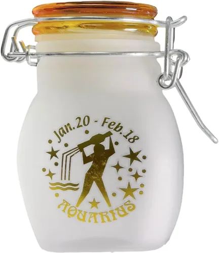 Frasco de Almacenamiento de Vidrio Hermético a Prueba de Olores del Signo del Zodiaco, Cuarto de Onza (125ml), 3.25'' (Signo Astrológico de Acuario)