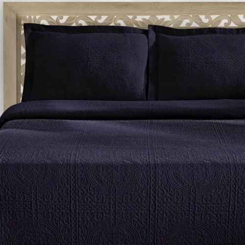 Miniatura 5 de Superior Juego de colcha de algodón con diseño de flor de lis, mantas cálidas, ropa de cama para todas las estaciones, decoración de dormitorio