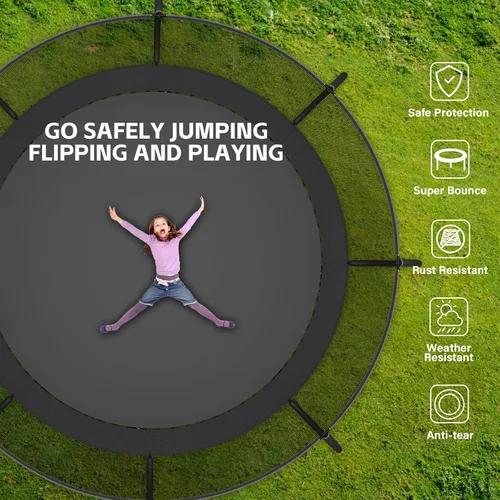 Miniatura 6 de Zevemomo Trampolín para niños y adultos, trampolín recreativo para niños de 14 pies con red de seguridad y escalera, trampolines recreativos al aire