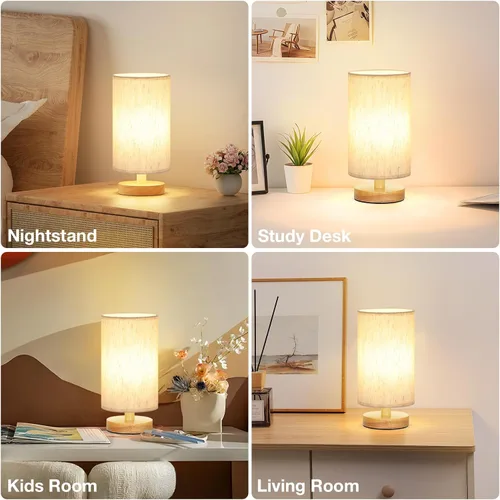 Miniatura 7 de Fenmzee Lámpara de mesa pequeña para dormitorio, control en línea, lámpara de noche con bombilla LED A15 de 3000 K, fácil montaje
