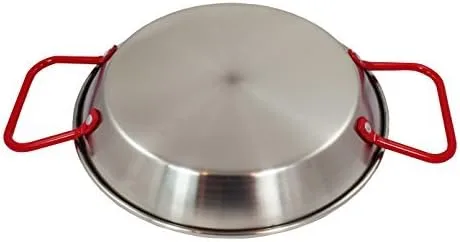 Miniatura 3 de SUNRISE Kitchen Supply - Paellera de acero inoxidable con mango rojo (8 pulgadas)