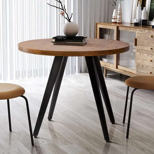 Miniatura 10 de Mesa redonda de comedor, mesa de comedor pequeña para 2, mesa redonda de 31.5", mesa de cocina moderna de mediados de siglo con tablero de veta