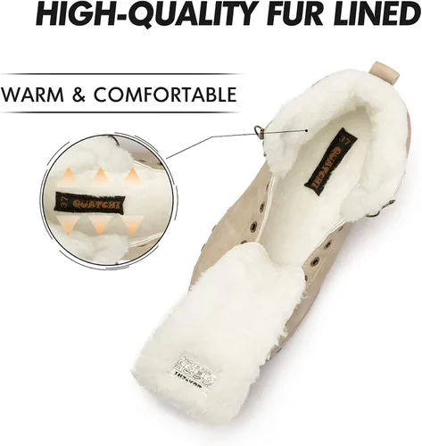 Miniatura 4 de Mishansha - Botas de senderismo, con forro de cuero, resistentes al agua y antideslizantes para hombre o mujer, hasta el tobillo, de invierno