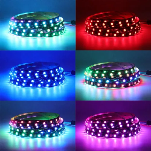 Miniatura 2 de WS2811 RGB IC LED Tira de 16.4 pies, 60 LEDs/m, luz de píxeles flexible direccionable de color de ensueño, LED digital programable de 20 píxeles/m