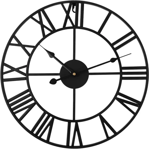 Reloj de pared de metal industrial europeo grande, números romanos retro, movimiento de cuarzo silencioso para sala de estar, cocina, decoración del